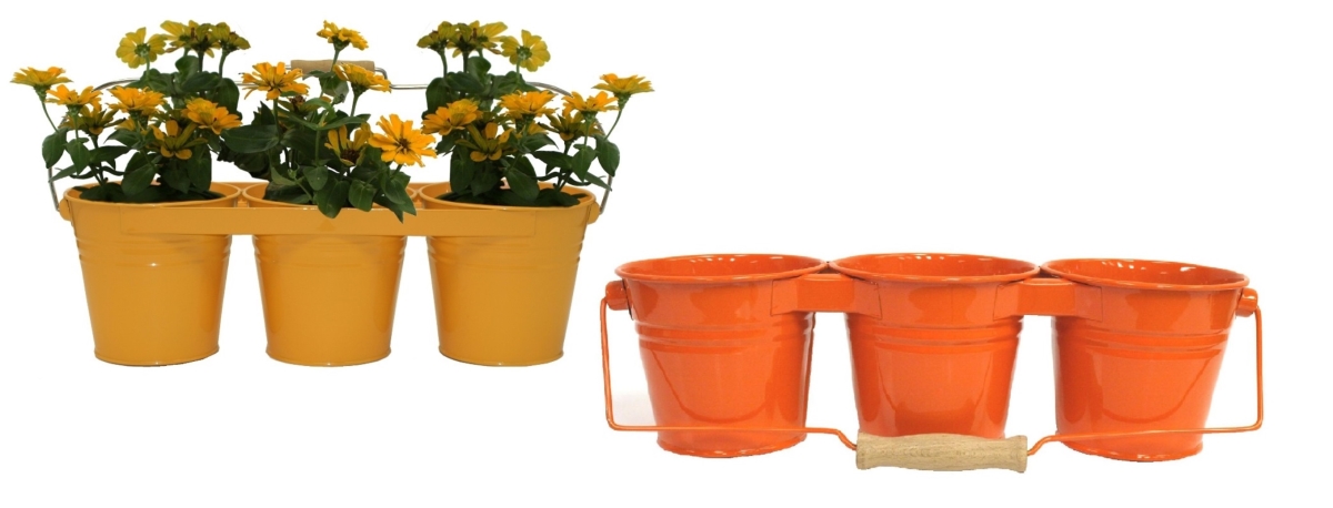 8333E-SAFF-TA S-2 Enameled Galvanized Steel Steel Window Box Planter, Saffron - 2 Piece