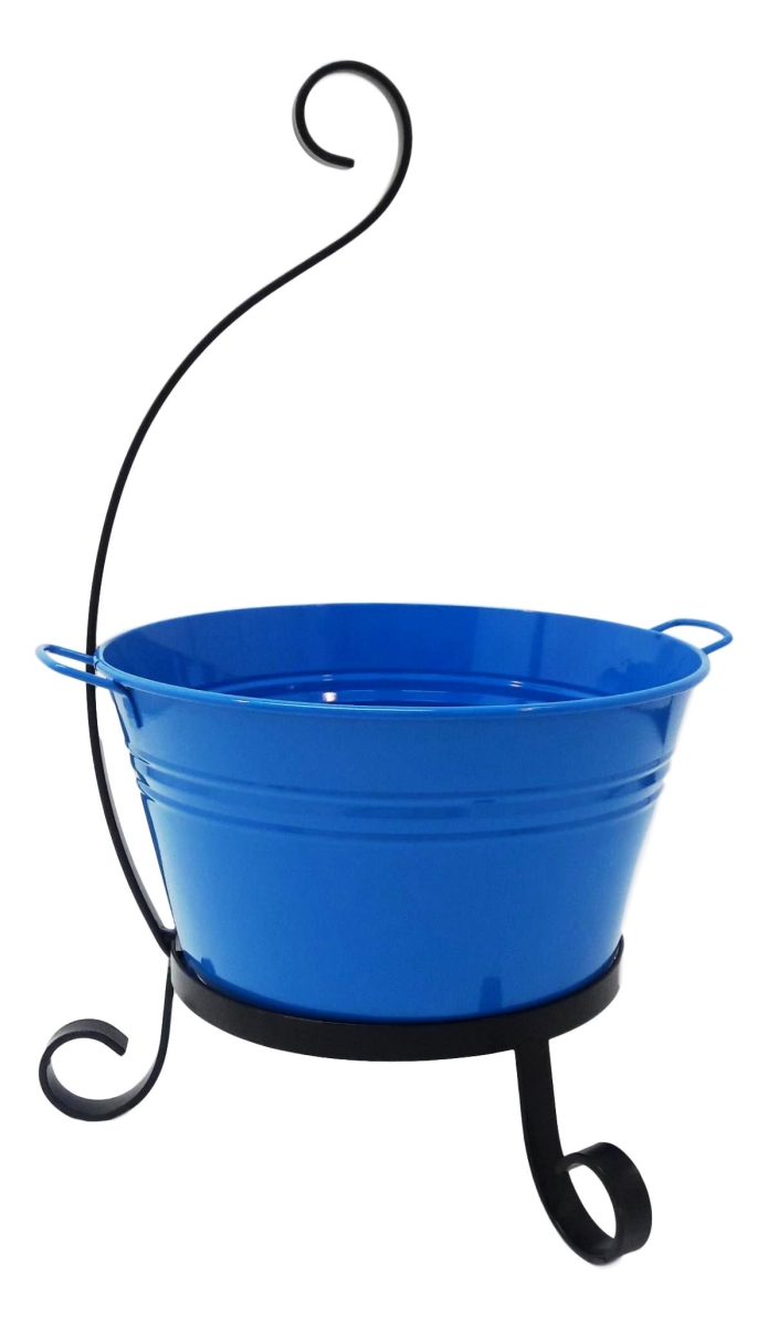 Enameled Galvanized Steel Planter with Iron Stand