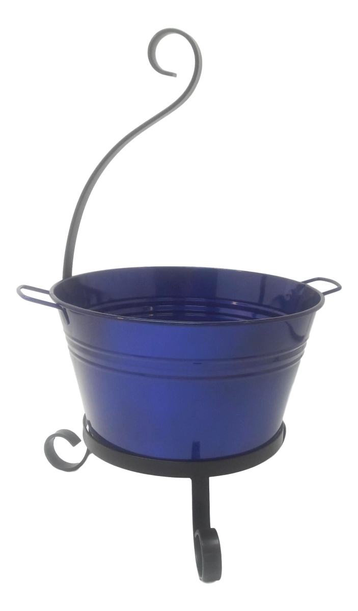 Enameled Galvanized Steel Planter with Iron Stand