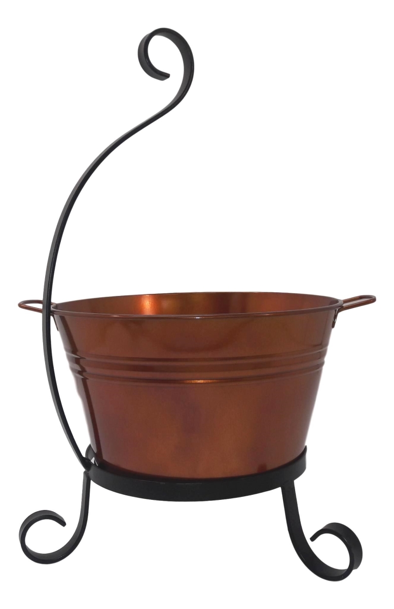 Enameled Galvanized Steel Planter with Iron Stand
