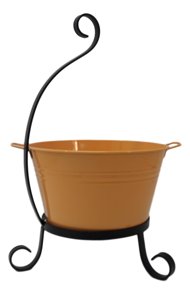Enameled Galvanized Steel Planter with Iron Stand