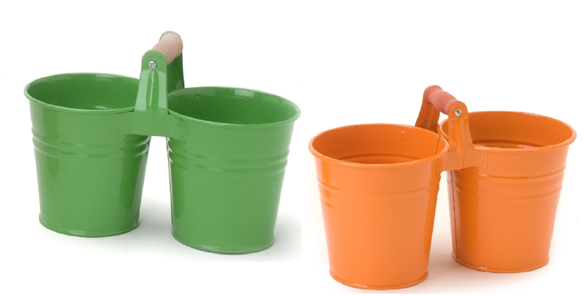 8122E AG-TA S-2 Enameled Galvanized Double Planter - Set of 2