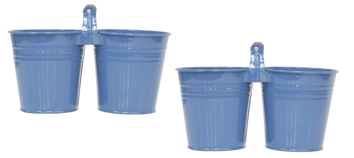 8122E B S-2 Enameled Galvanized Double Planter - Set of 2