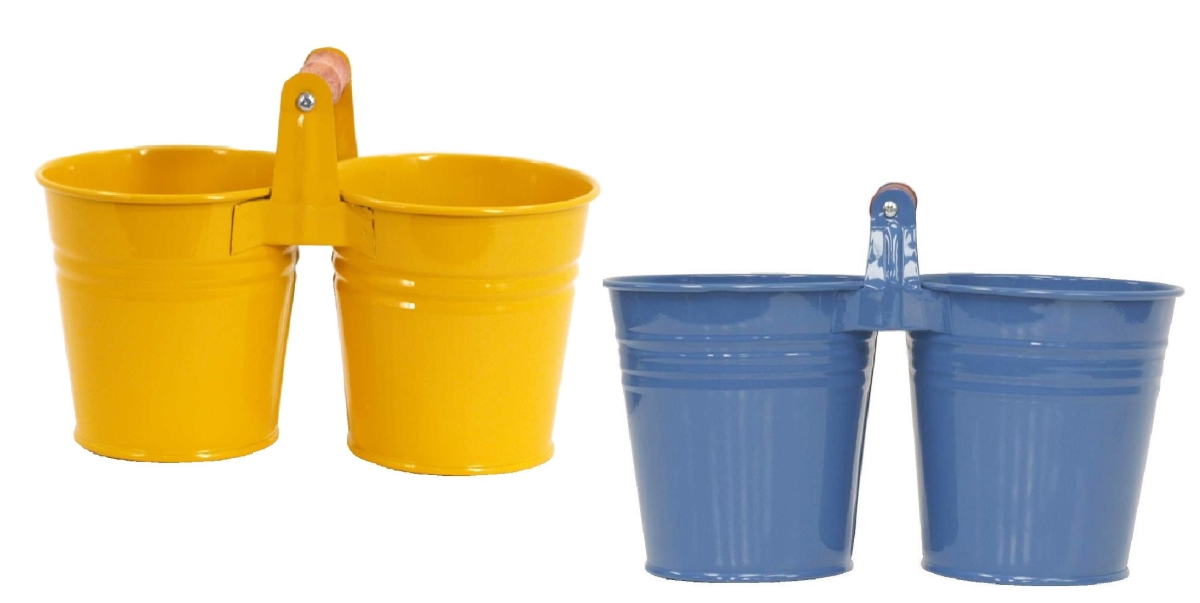8122E B-SAFF S-2 Enameled Galvanized Double Planter - Set of 2