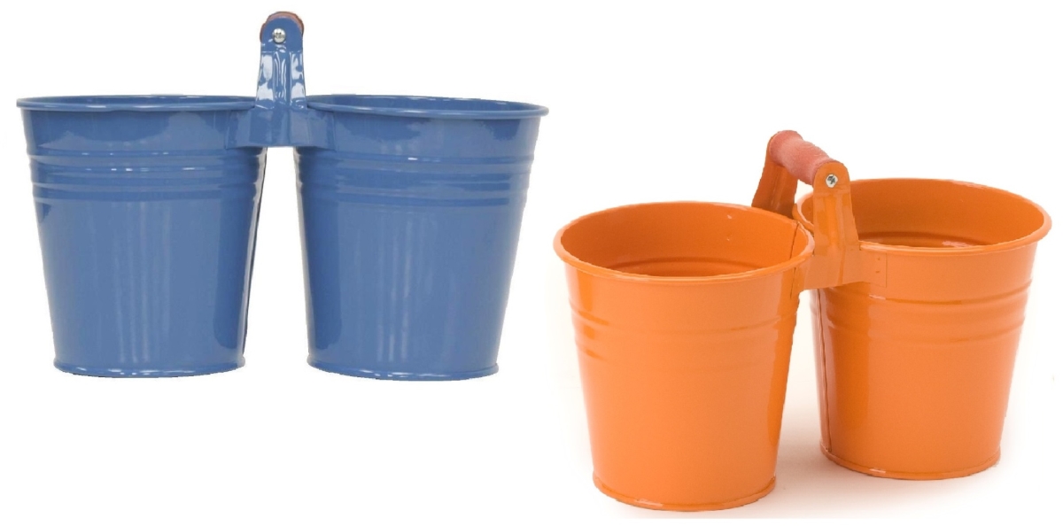 8122E B-TA S-2 Enameled Galvanized Double Planter - Set of 2