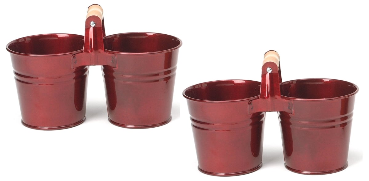 8122E GA S-2 Enameled Galvanized Double Planter - Set of 2