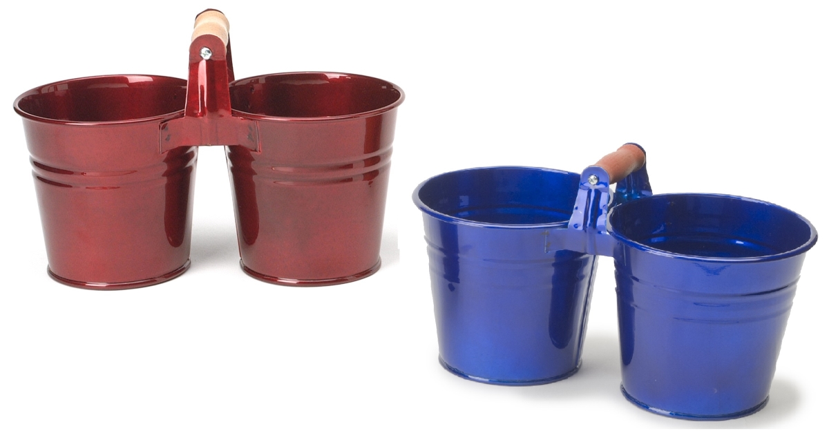 8122E GB S-2 Enameled Galvanized Double Planter - Set of 2