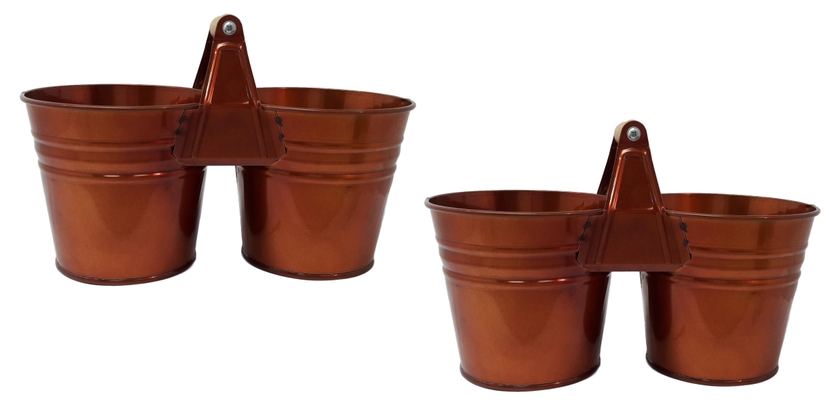 8122E GC S-2 Enameled Galvanized Double Planter - Set of 2
