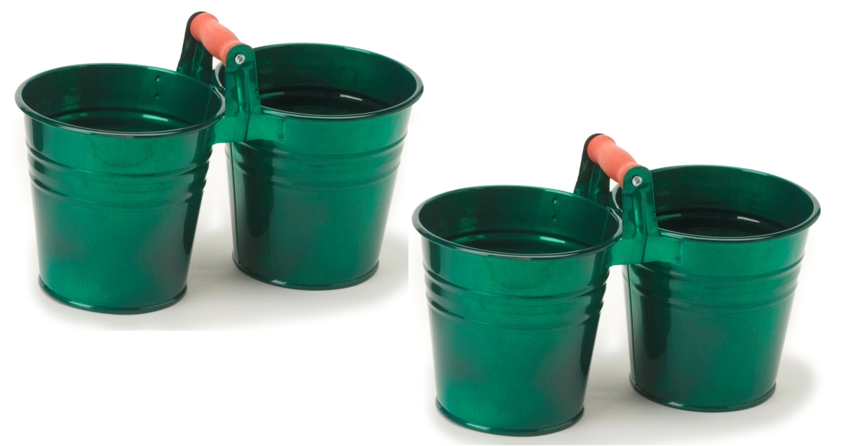 8122E GG S-2 Enameled Galvanized Double Planter - Set of 2