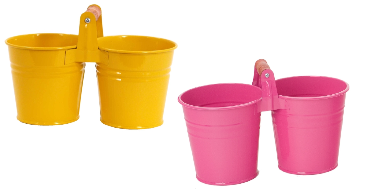 8122E HPK-SAFF S-2 Enameled Galvanized Double Planter - Set of 2