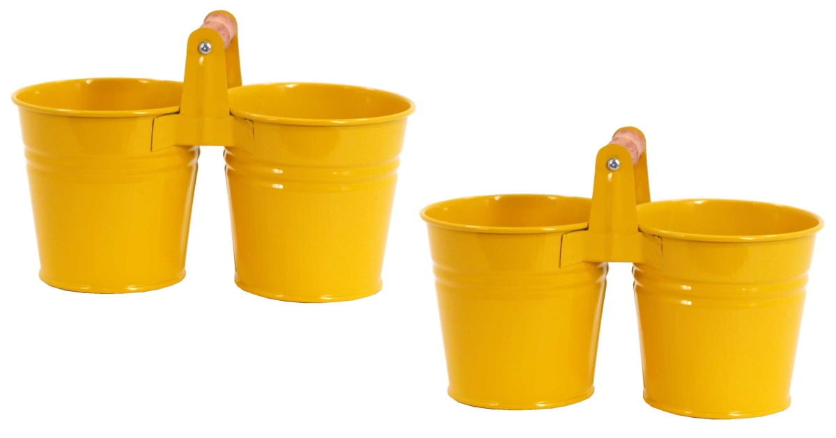 8122E SAFF S-2 Enameled Galvanized Double Planter - Set of 2