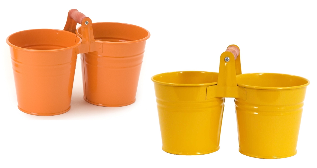 8122E SAFF-TA S-2 Enameled Galvanized Double Planter - Set of 2