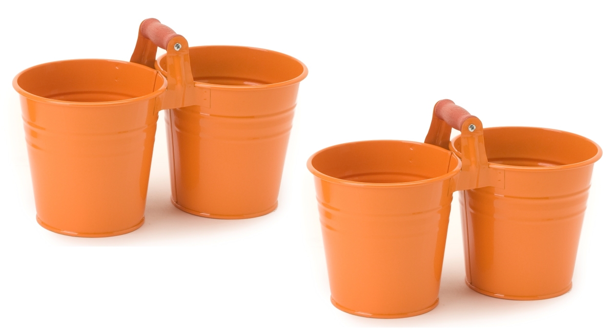 8122E TA S-2 Enameled Galvanized Double Planter - Set of 2