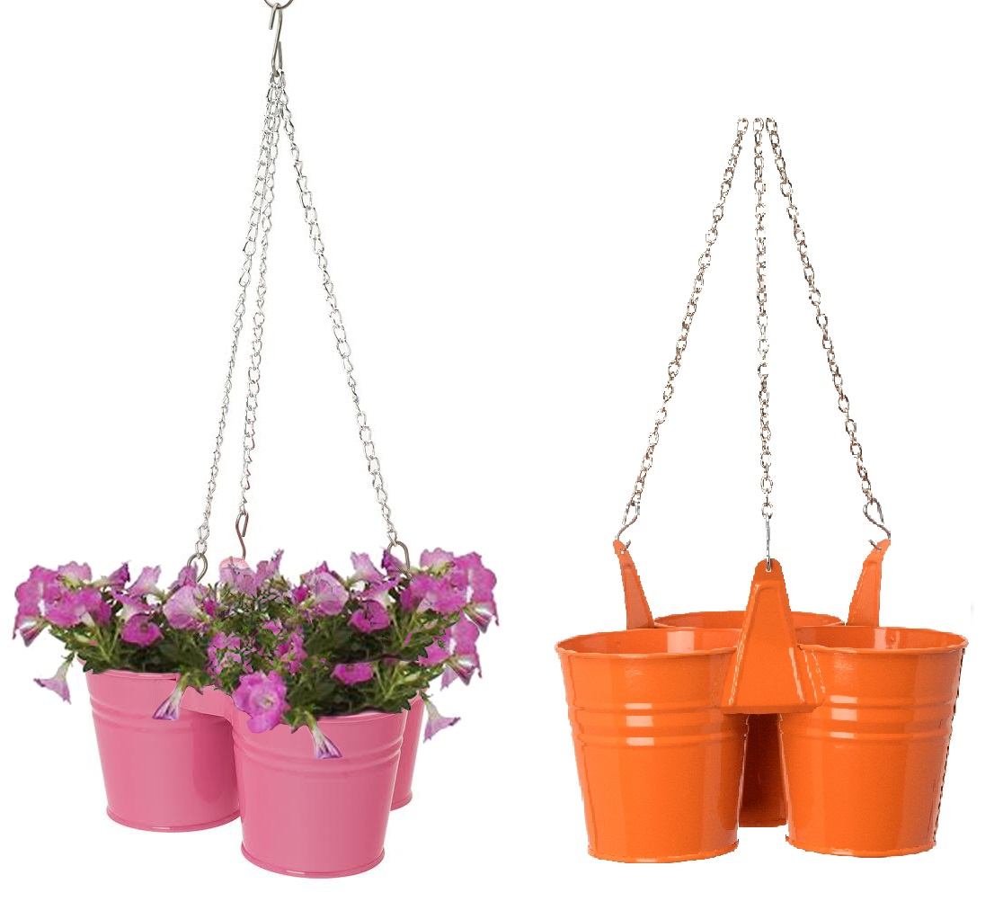 Picture of Houston International Trading 8117E HPK-TA S-2 Enameled Galvanized Triple Hanging Planter - Set of 2
