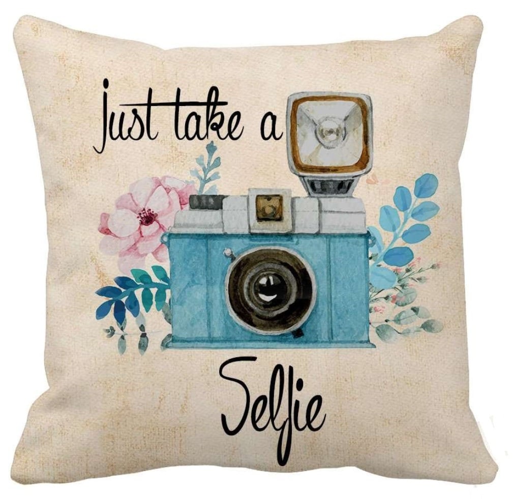 18 x 18 in. Square Indoor & Outdoor Throw Pillow with insert  Antique Blue Camera