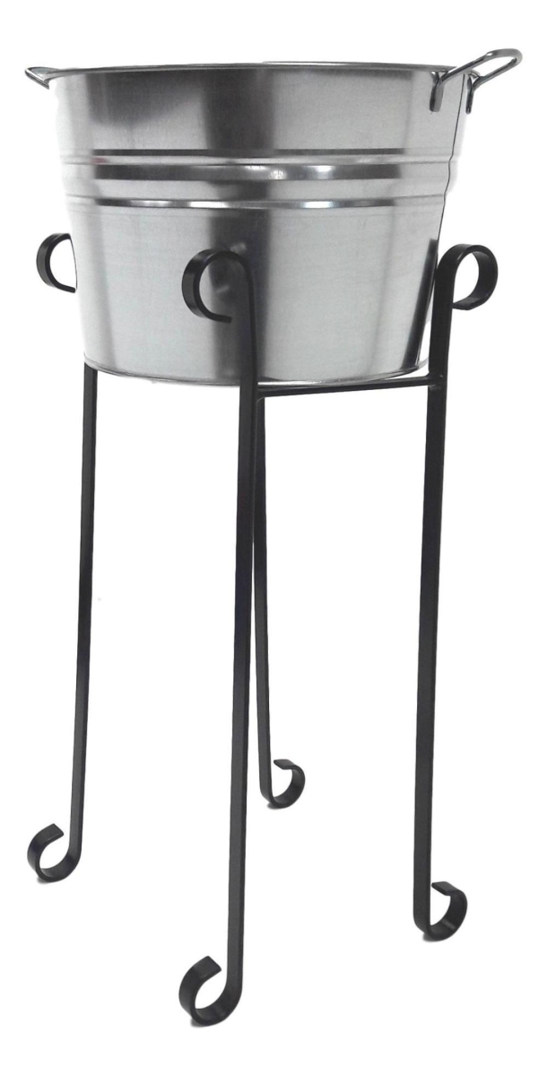 Picture of Houston Int&apos;l Trading 6555GAL Galvanized Steel Beverage Tub with Wrought Iron Stand