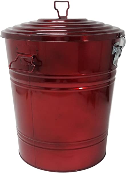 Enameled Galvanized Steel Storage Container, Red