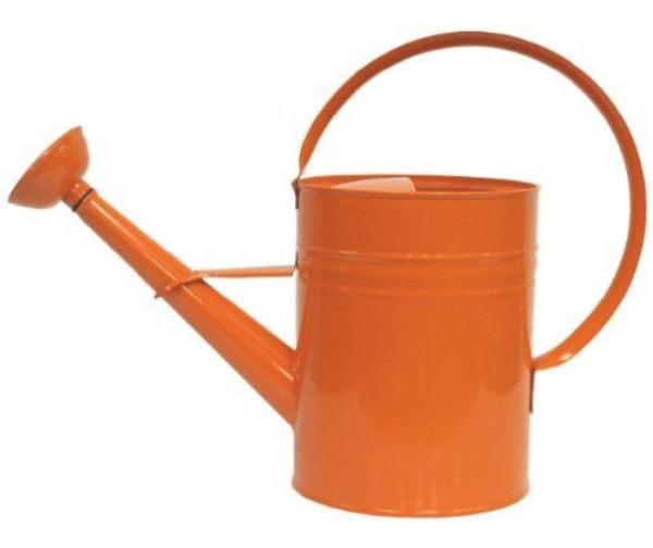 8582E TA 1 gal Enameled Galvanized Steel Watering Can with Removable Rosette, Tangerine