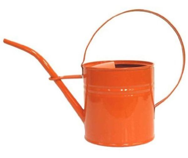 1.5 qt. Enameled Galvanized Steel Watering Can, Tangerine