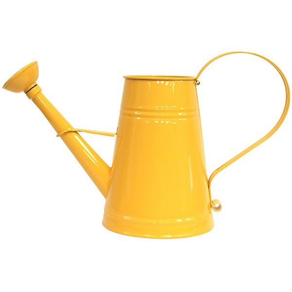 1 gal Enameled Galvanized Steel Watering Can with Removable Rosette, Saffron