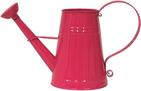 1 gal Enameled Galvanized Steel Watering Can with Removable Rosette, Hot Pink