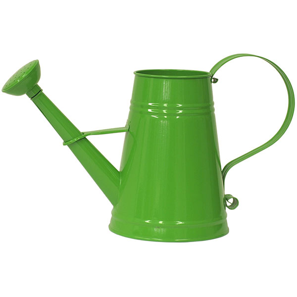 1 gal Enameled Galvanized Steel Watering Can with Removable Rosette, Apple Green