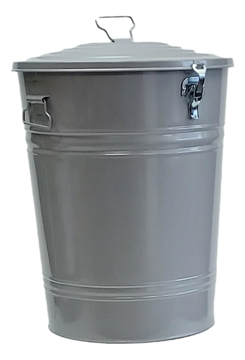 Enameled Galvanized Steel Storage Container, Light Gray