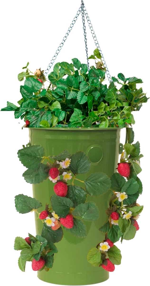 8399E SA S-2 13.5 x 13.5 x 8 in. Enameled Galvanized Steel Upside-down Hanging Planter, Sage Green - Set of 2