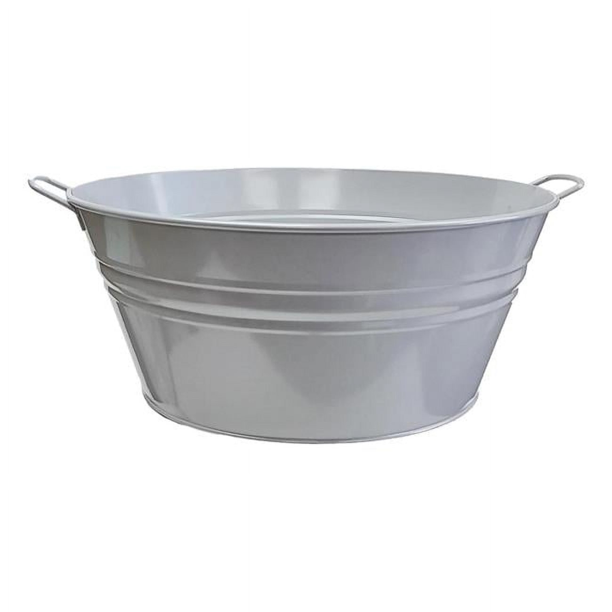 6055E LTGRY 15.5 x 10 in. Enameled Galvanized Steel Planter & Tub, Light Grey