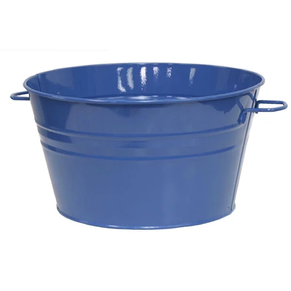 6055E B 15.5 x 10 in. Enameled Galvanized Steel Planter & Tub, Blue