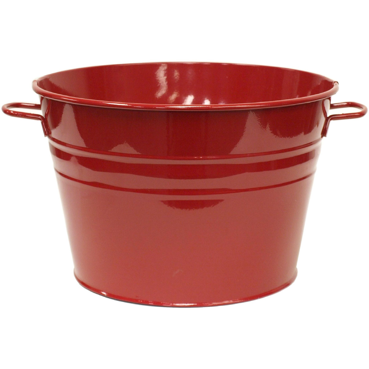 Enameled Galvanized Steel Planter & Beverage Tub - Red - 15.5 x 10 in. - Durable Design