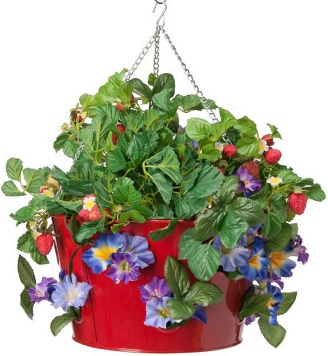 Enameled Galvanized Strawberry Planter - Red - 14 x 8 in. - Durable Design
