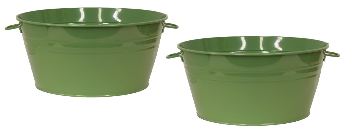 6085E SA S/2 6085E SA S/2 Enameled Galvanized Steel Planter / Tub, Sage, Set of Two