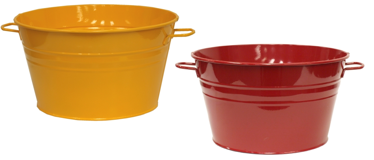 6085E SAFF-XR S/2 6085E SAFF-XR S/2 Enameled Galvanized Steel Planter / Beverage Tub. Set of Two.
