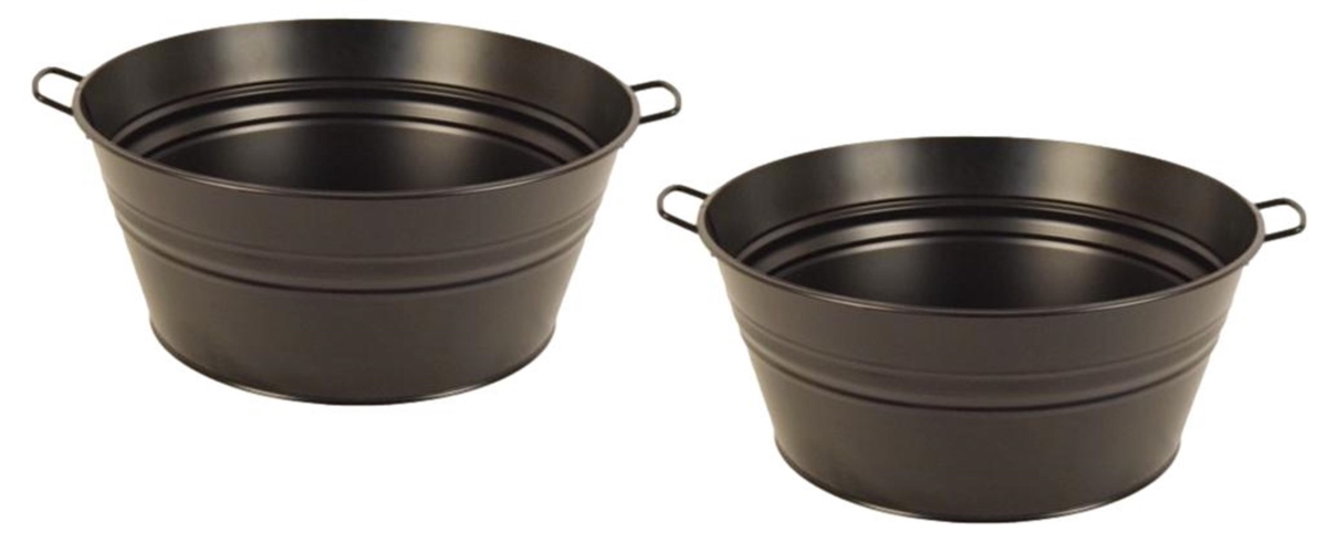 6085E DGRY S/2 6085E DGRY S/2 Enameled Galvanized Steel Planter / Tub, Dark Gray, Set of Two.