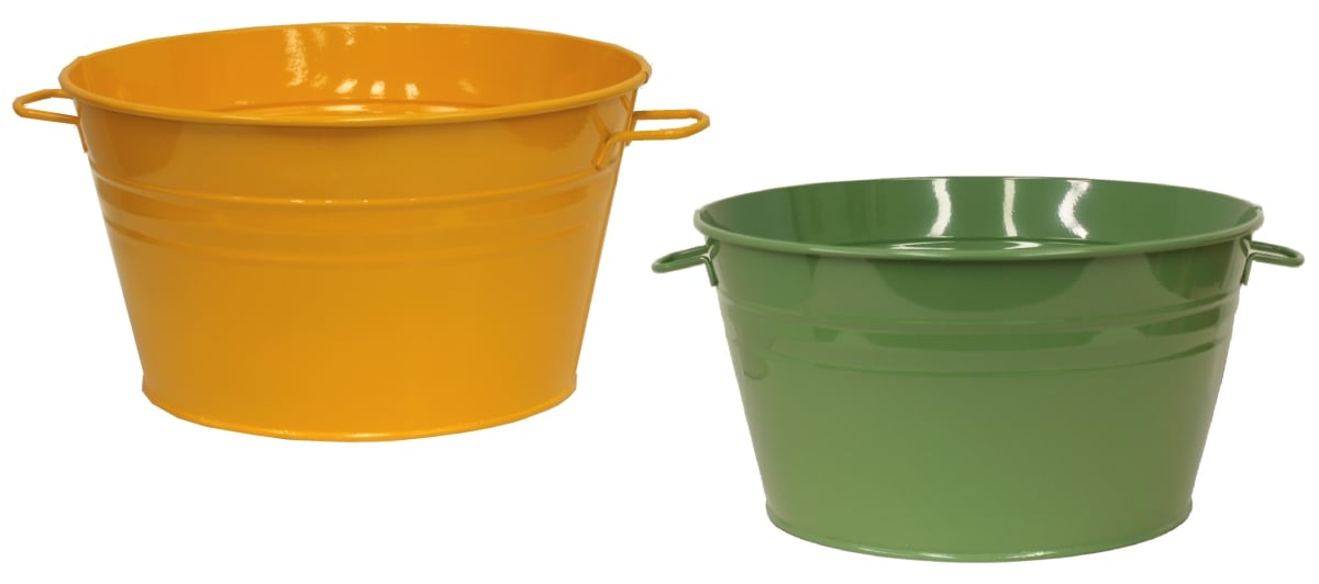 6085E SA-SAFF S/2 6085E SA-SAFF S/2 Enameled Galvanized Steel Planter / Beverage Tub. Set of Two.