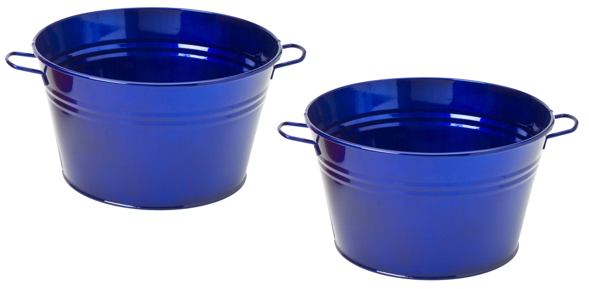 6085E GB S/2 6085E GB S/2 Enameled Galvanized Steel Planter / Tub, Glazed Blue, Set of Two.
