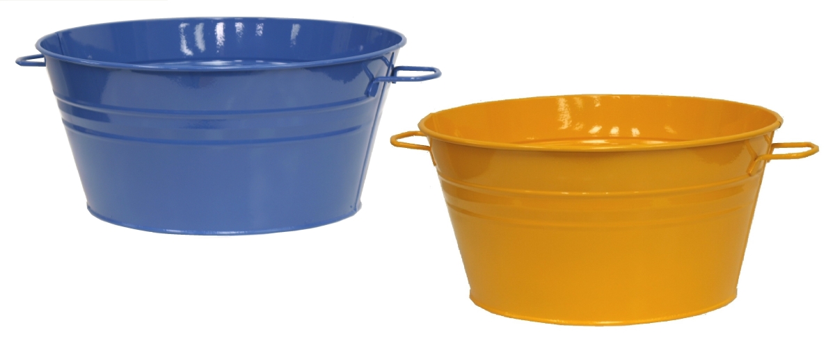 6085E B-SAFF S/2 6085E B-SAFF S/2 Enameled Galvanized Steel Planter / Beverage Tub. Set of Two.