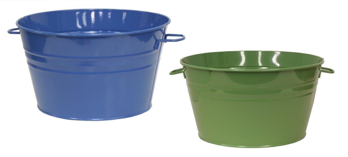 6085E B-SA S/2 6085E B-SA S/2 Enameled Galvanized Steel Planter / Beverage Tub. Set of Two.