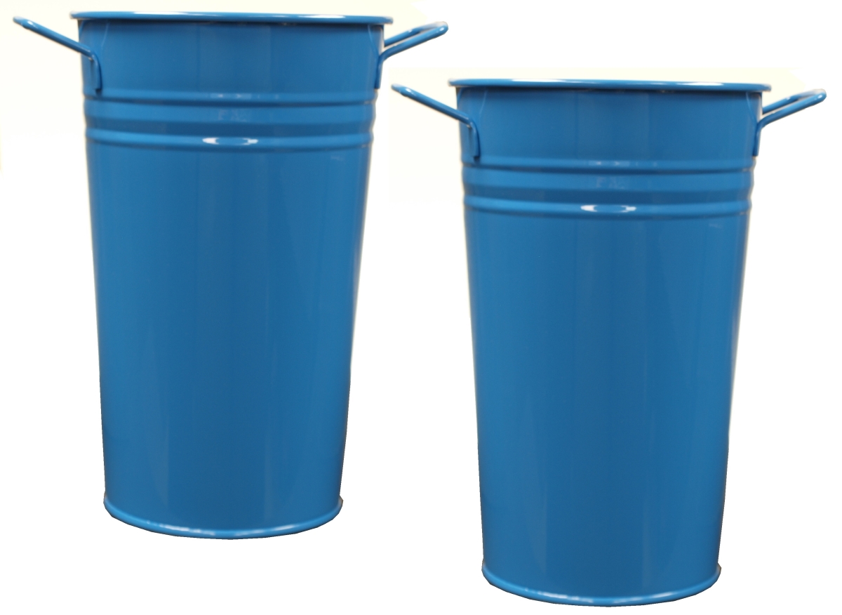 Picture of Houston International Trading  8295E B S/2  8295E B S/2 Enameled Galvanized Heavy Gauge Steel Vase&#44; Blue