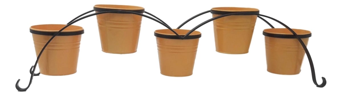 7136-5E SAFF 7136-5E SAFF Enameled Galvanized Planters with Iron Stand, Saffron