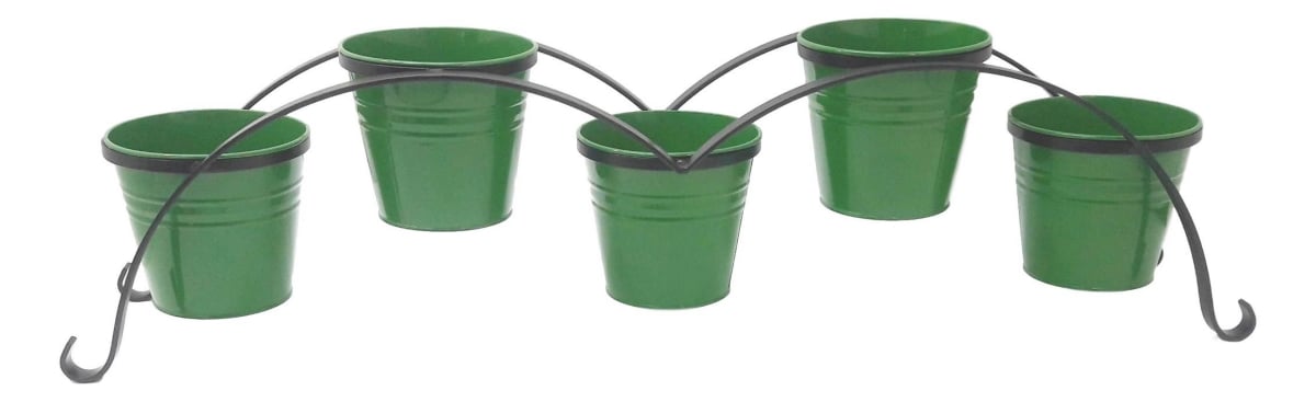 7136-5E SA 7136-5E SA Enameled Galvanized Planters with Iron Stand, Sage