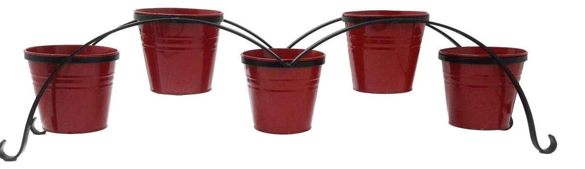 7136-5E XR 7136-5E XR Enameled Galvanized Planters with Iron Stand, Red