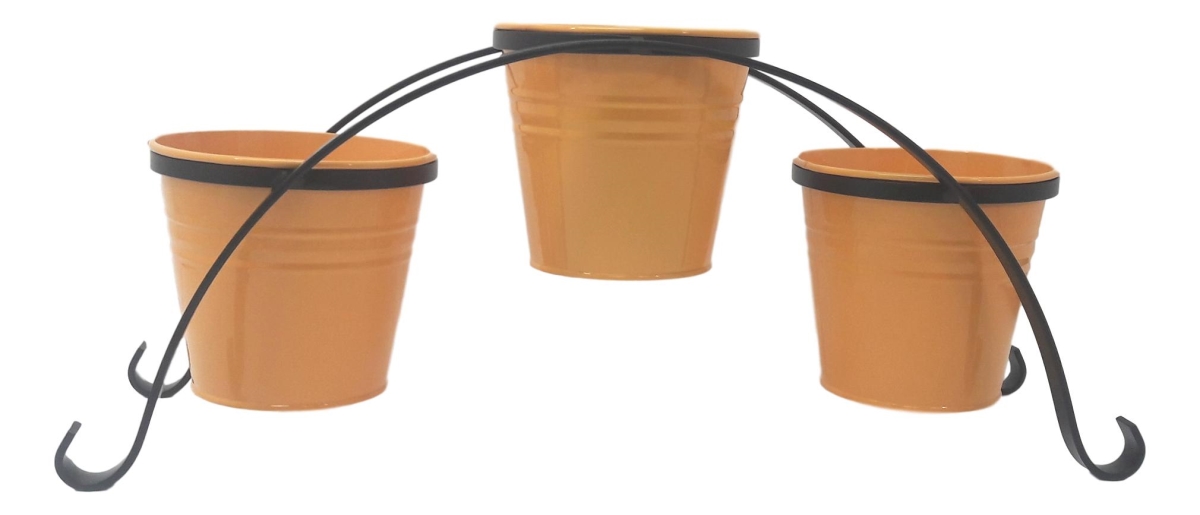 7136-3E SAFF 7136-3E SAFF Enameled Galvanized Planters with Iron Stand, Saffron