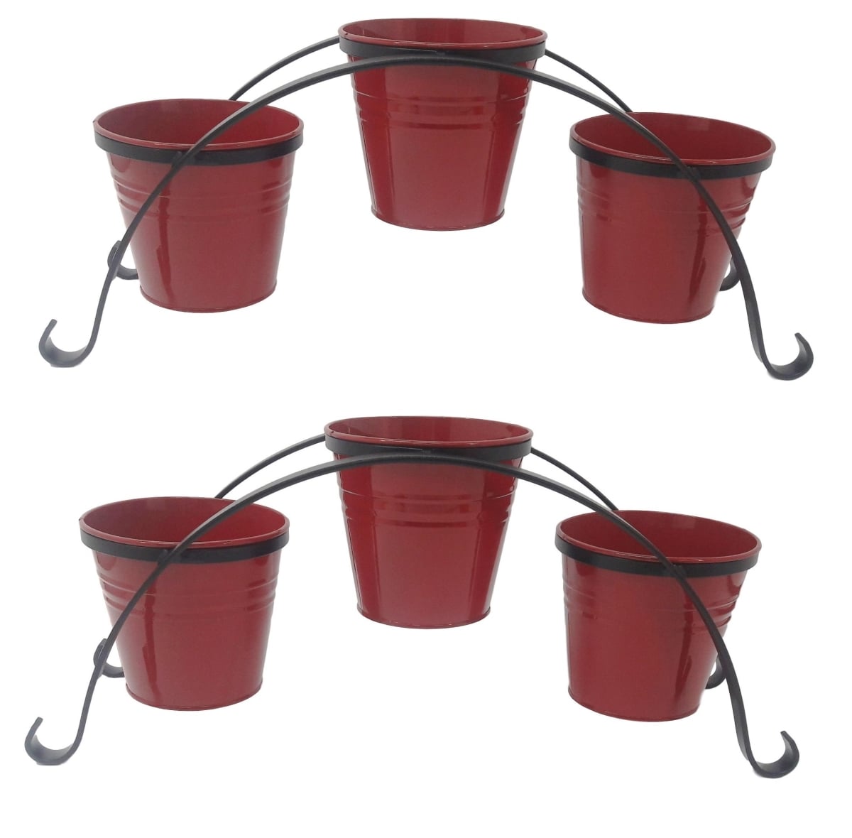 7136-3E XR S/2 7136-3E XR S/2 Enameled Galvanized Planters with Iron Stand, Red