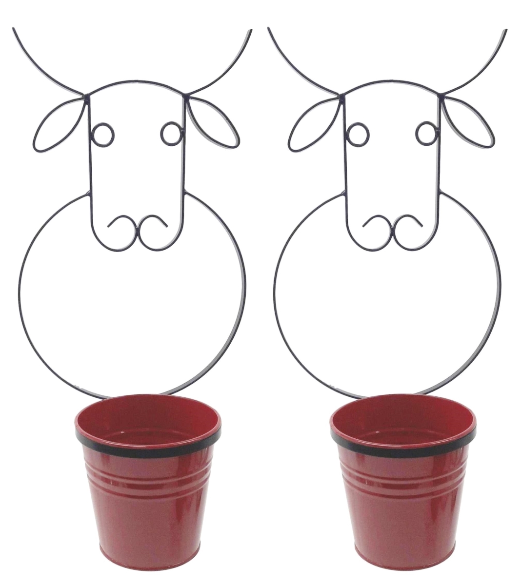 0356E XR S/2 0356E XR S/2 Enameled Galvanized Steel Wall Planter with iron holder, S/2 Red