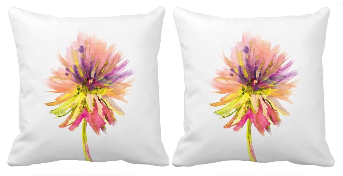RH-408 S/2 RH-408 S/2 18 X 18 inch. Square Indoor & Outdoor Throw Pillow with insert, Double sided. Pink, Yellow, Orange. Set of Two.