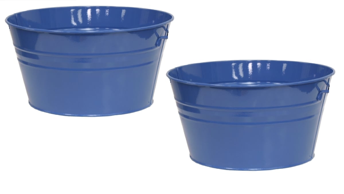 6086E B/2 Enameled Galvanized Steel Planter / Beverage Tub Set of Two