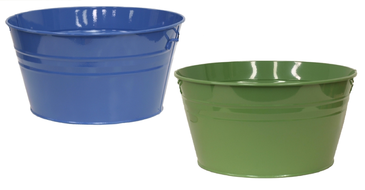 6086E B-SA S/2 Enameled Galvanized Steel Planter / Beverage Tub Set of Two