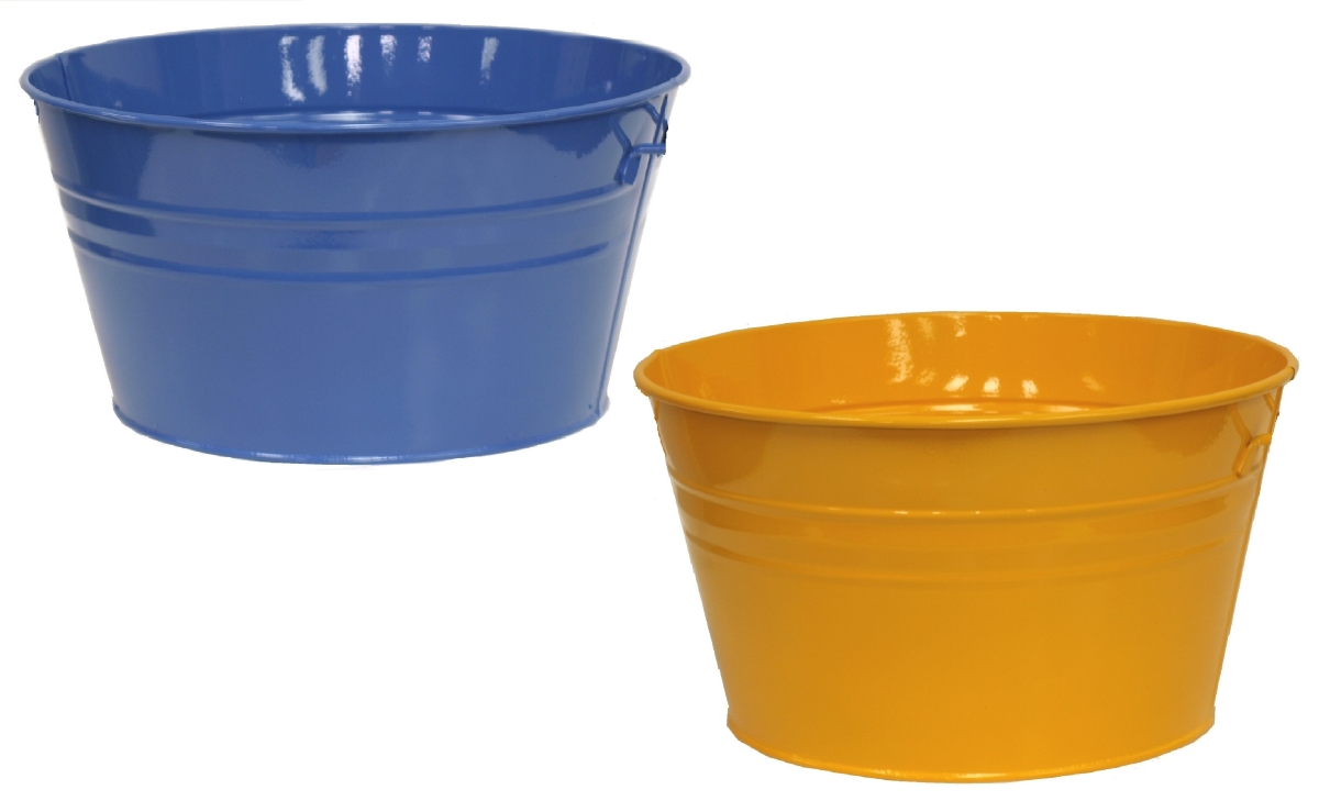 6086E B-SAFF S/2 Enameled Galvanized Steel Planter / Beverage Tub Set of Two